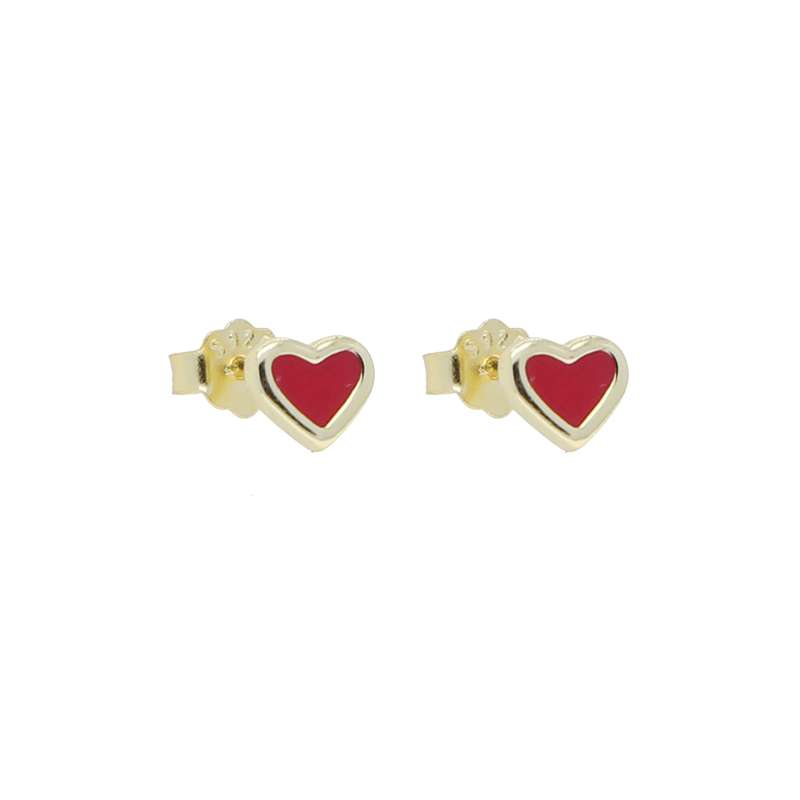 Close-Out-92169 <br> ear stud red enamel heart .925 Sterling Silver - Image 1