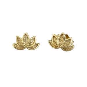Close-Out-92176 <br> ear stud lotus flower .925 Gold Plated