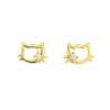 92196 <br> ear stud cat face w/ CZ .925 Gold Plated - Thumbnail Image 1