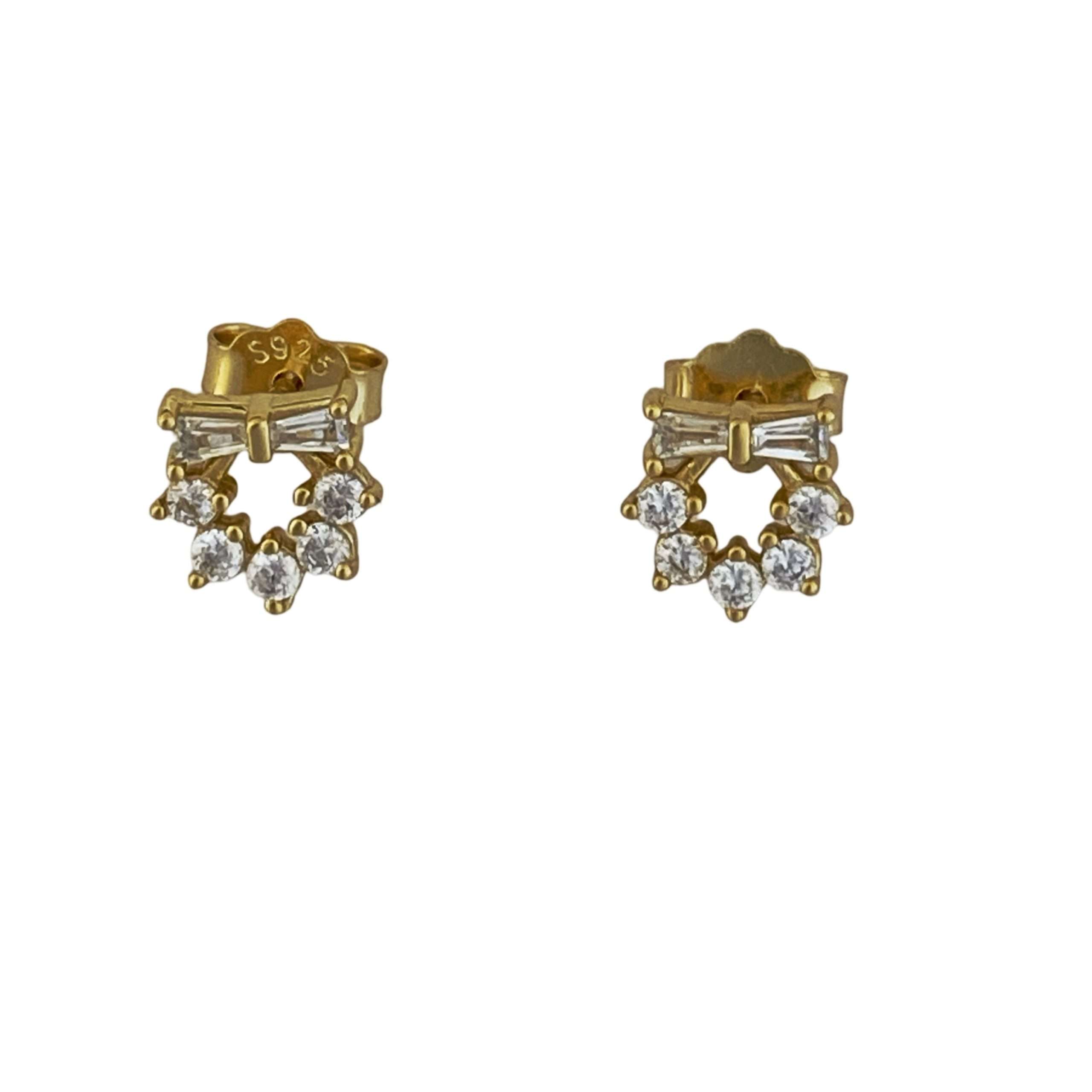 Close-Out-92198 <br> ear stud CZ wreath .925 Gold Plated - Image 1