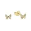 92207 <br> ear stud mini CZ butterfly .925  Gold Plated - Thumbnail Image 1