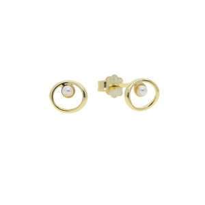92210 <br> ear stud 2.5mm shell pearl in uneven circle .925 Gold Plated