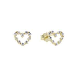 92211 <br> ear stud mini CZ heart 925 Gold Plated