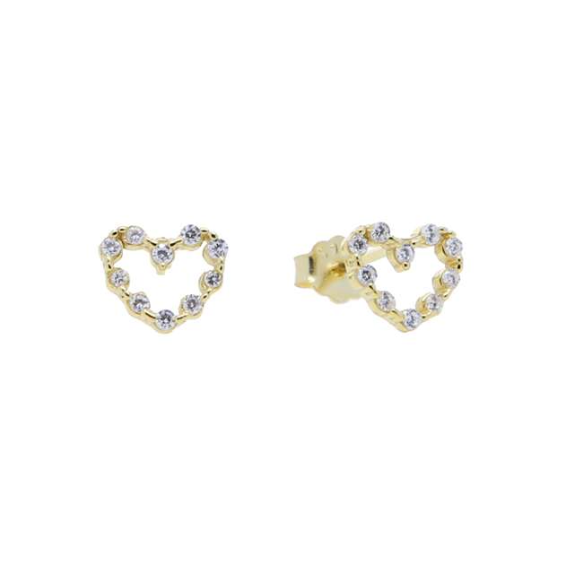 92211 <br> ear stud mini CZ heart 925 Gold Plated - Image 1