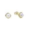 92216 <br> ear stud 5mm shell pearl in square frame .925 Gold Plated - Thumbnail Image 1