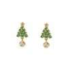 Close-Out-92218 <br> ear stud CZ tree w/ CZ drop .925 Gold Plated - Thumbnail Image 1