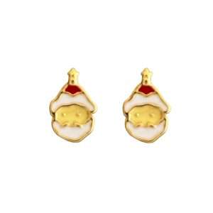 Close-Out-92219 <br> ear stud enamel Santa's .925 Gold Plated