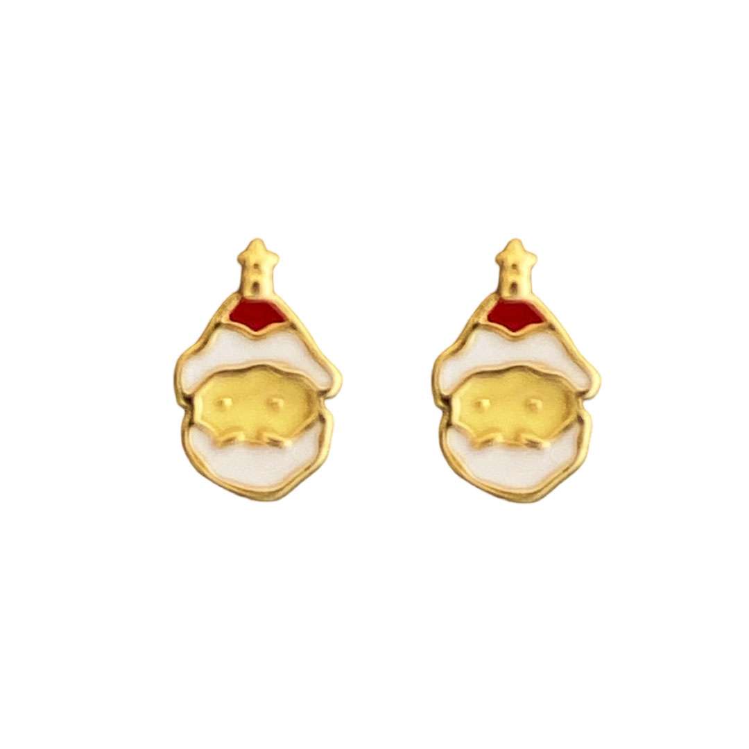 Close-Out-92219 <br> ear stud enamel Santa's .925 Gold Plated - Image 1