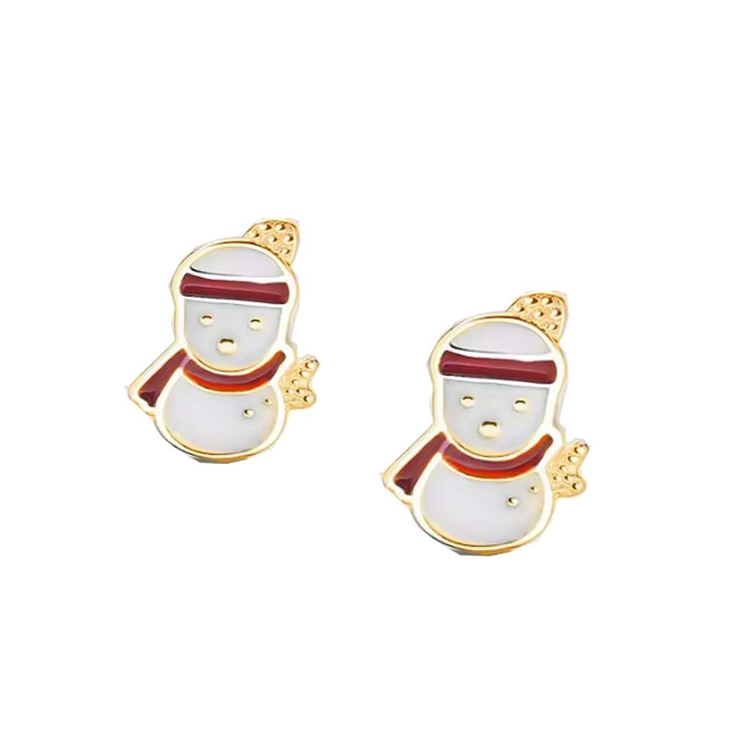 Close-Out-92220 <br> era stud enamel snowmen .925 Gold Plated - Image 1