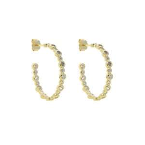 Close-Out-92223 <br> earring 30mm CZ hoop .925 Gold Plated