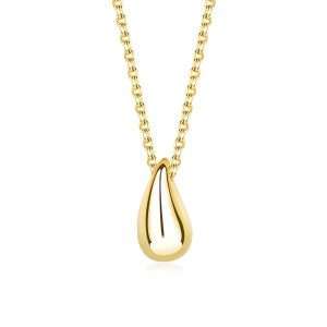 Close-Out-95095 <br> necklace curved bean 16"+2" .925 Gold Plated