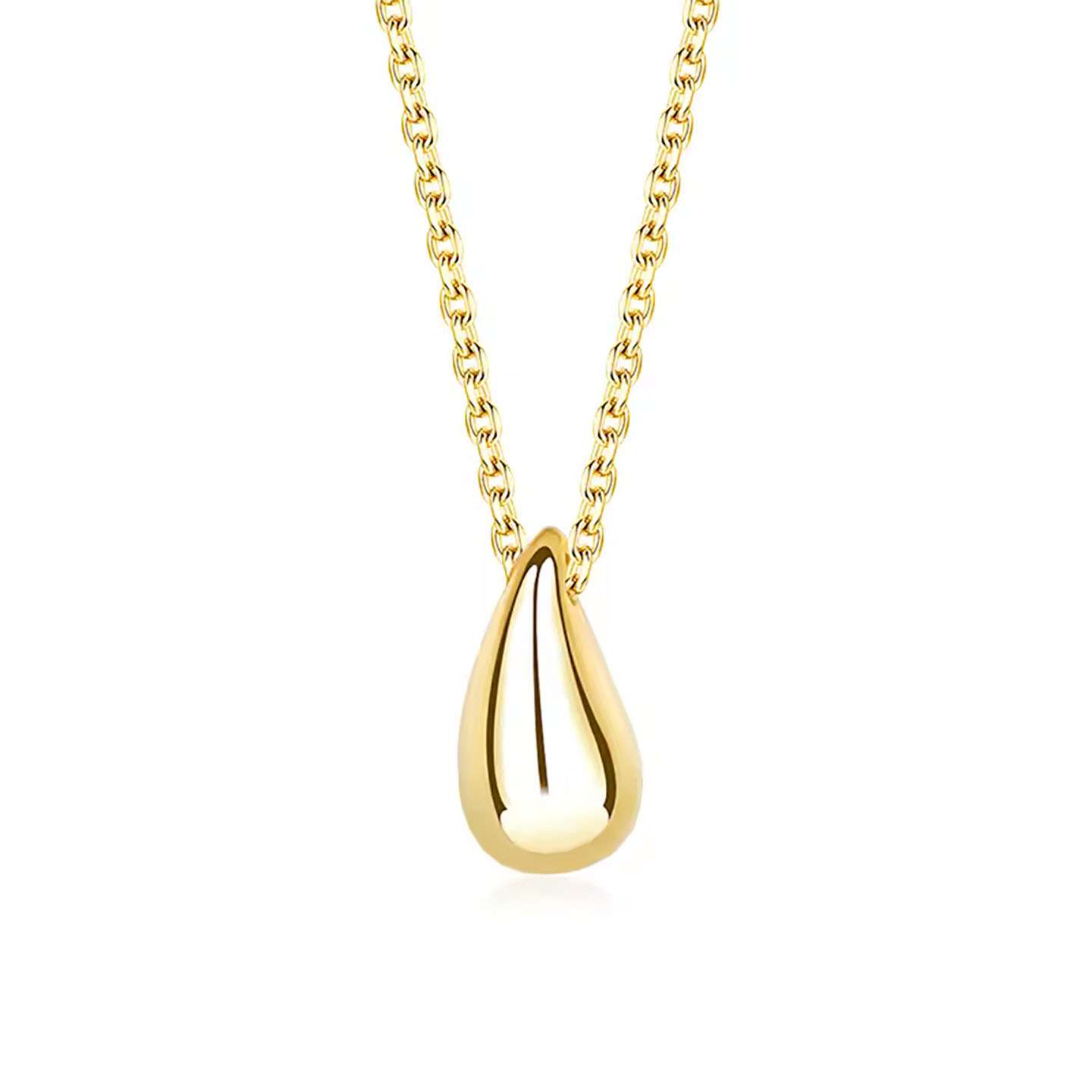 Close-Out-95095 <br> necklace curved bean 16"+2" .925 Gold Plated - Image 1