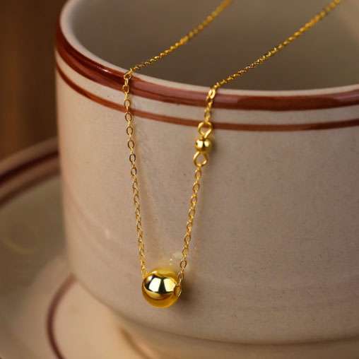 Close-Out-95096 <br> necklace floating bead  16"+2" ext  .925 Gold Plated - Image 2