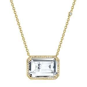Close-Out-95228 <br> necklace white CZ emerald cut 16+2" ext .925 Gold Plated