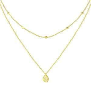 Close-Out-95229 <br> necklace double tier w/ CZ pave drop 16+2"ext .925 Gold Plated