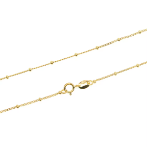 97197-16 <br> chain Sterling satellite w/ silver beads 16"+2"ext   Gold Plated