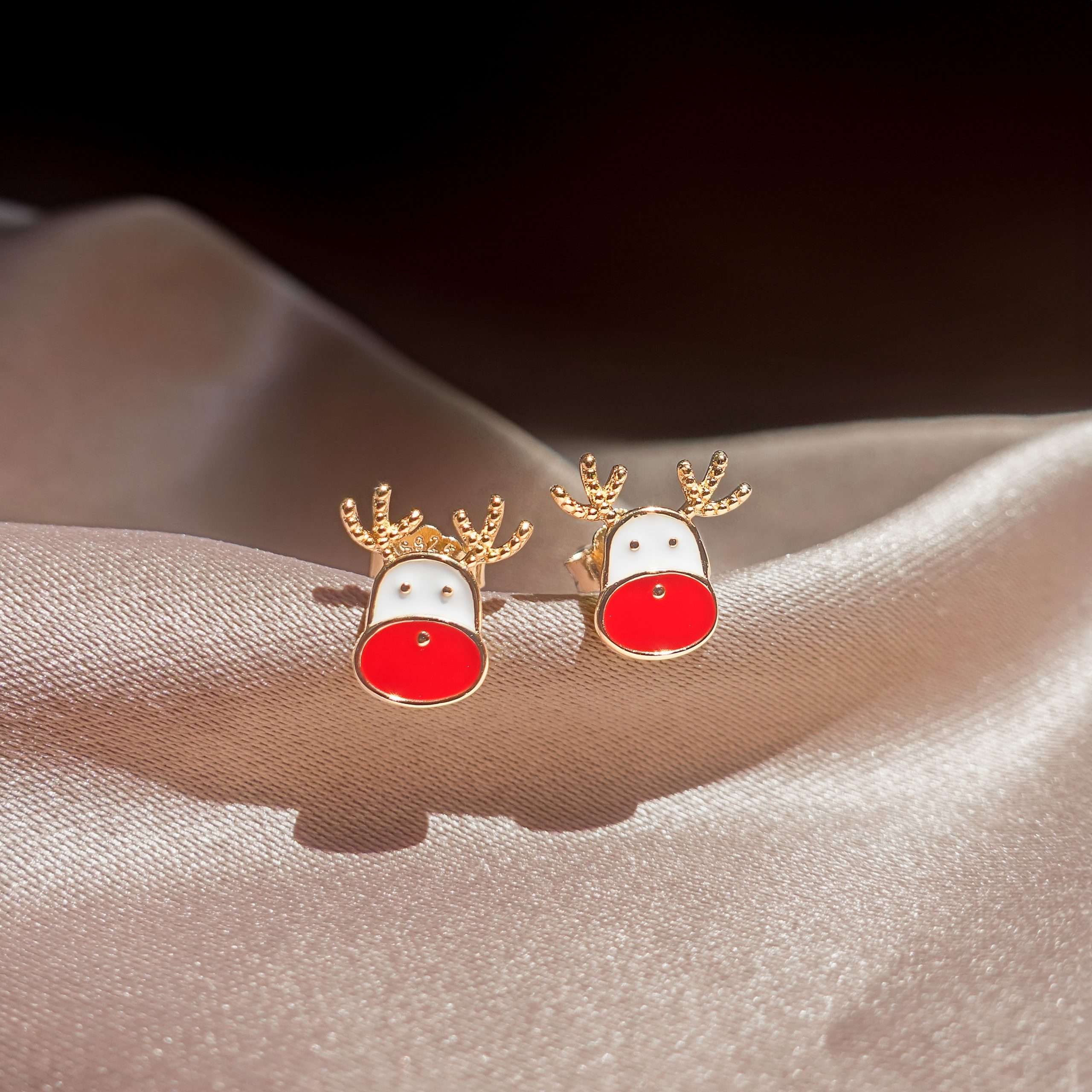 Close-Out-92217 <br> ear stud enamel Rudolph.925 Gold Plated - Image 2