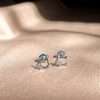 27250 <br> ear stud cat face w/ CZ  8*7.5mm  .925 - Thumbnail Image 2