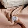 Close-Out-95228 <br> necklace  white CZ emerald cut  16+2" ext .925 Gold Plated - Thumbnail Image 2