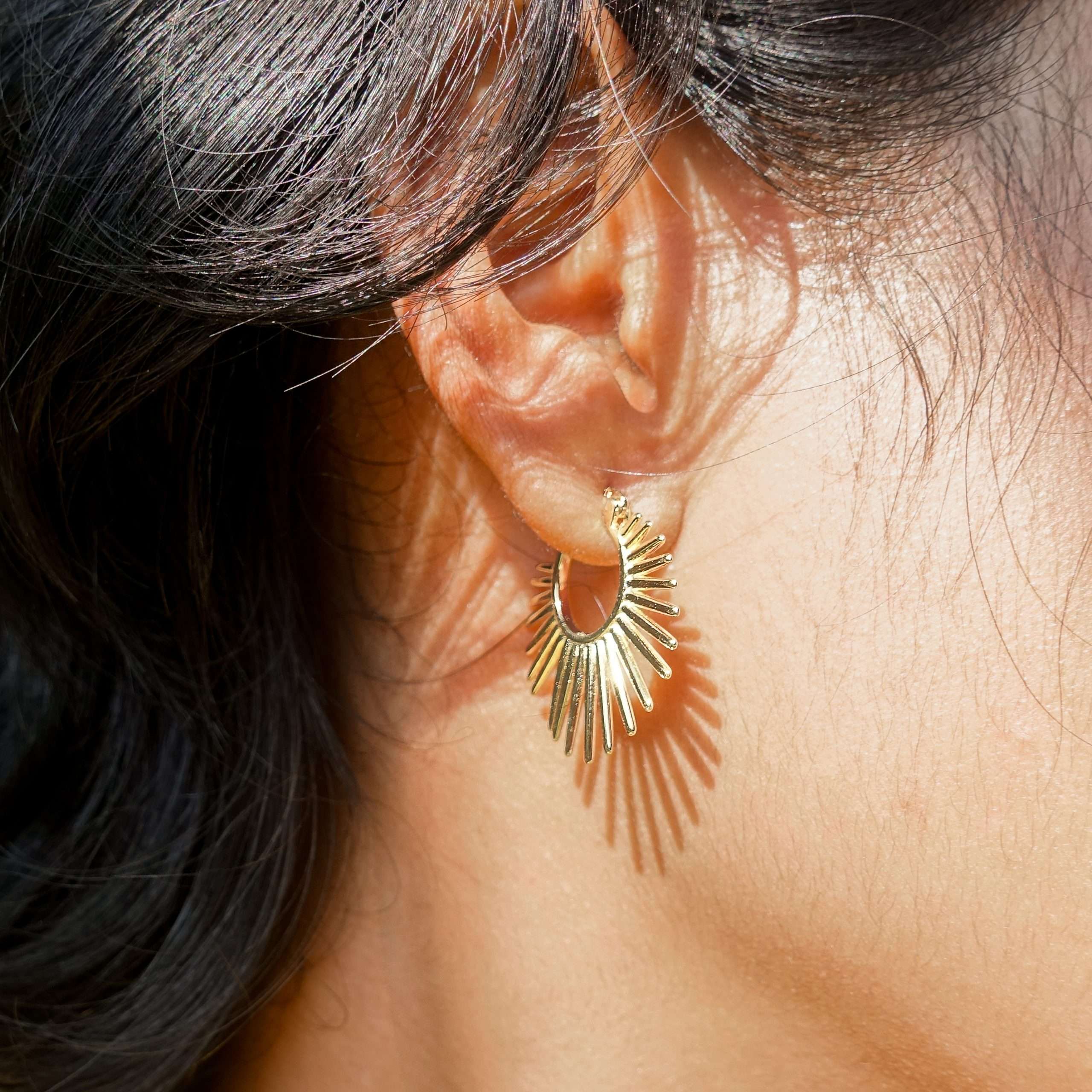 92200 <br> earring geometric retro sunlight .925 Gold Plated - Image 2