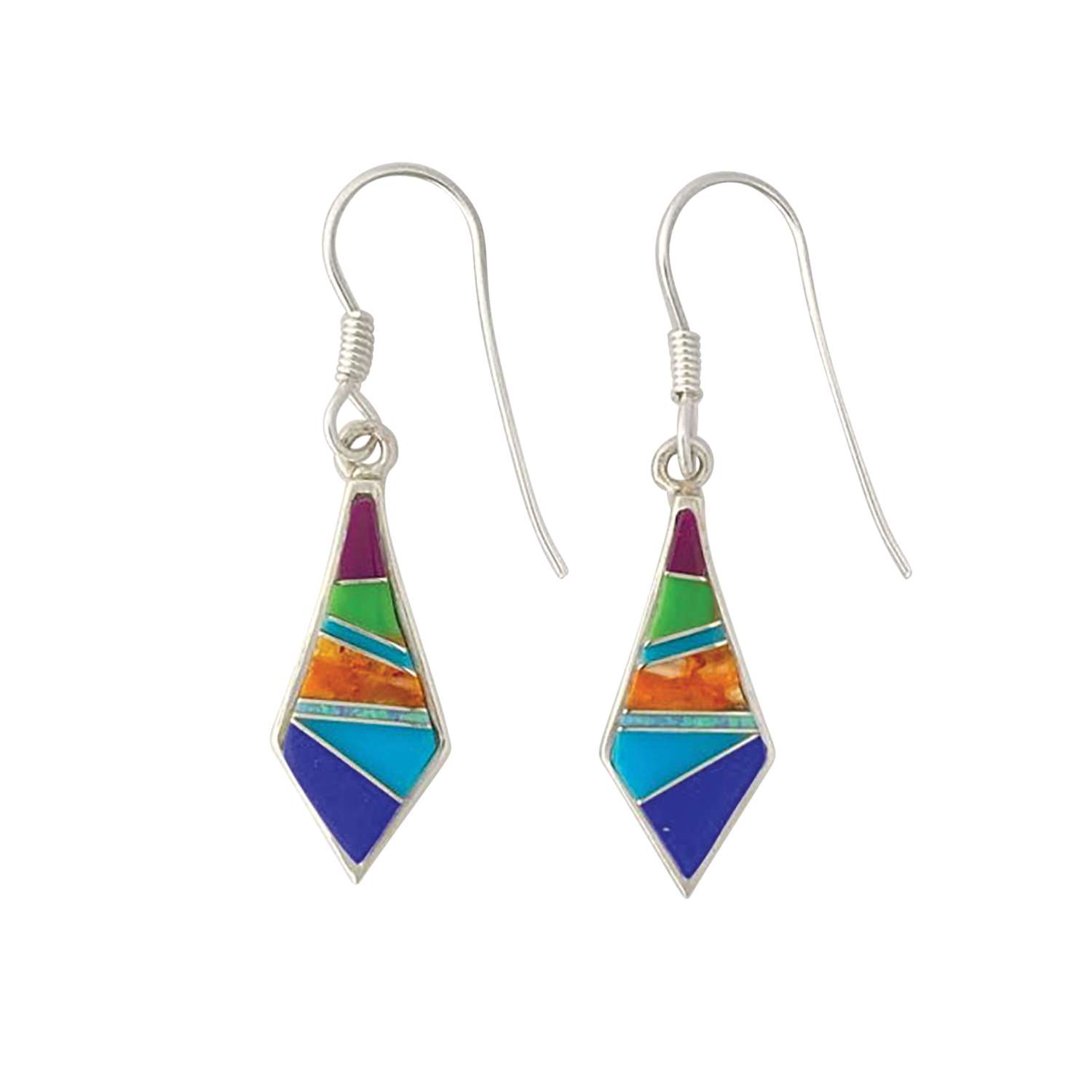 Inlay E-0648S <br> earring inlay with elongated diamond on wire - Image 1
