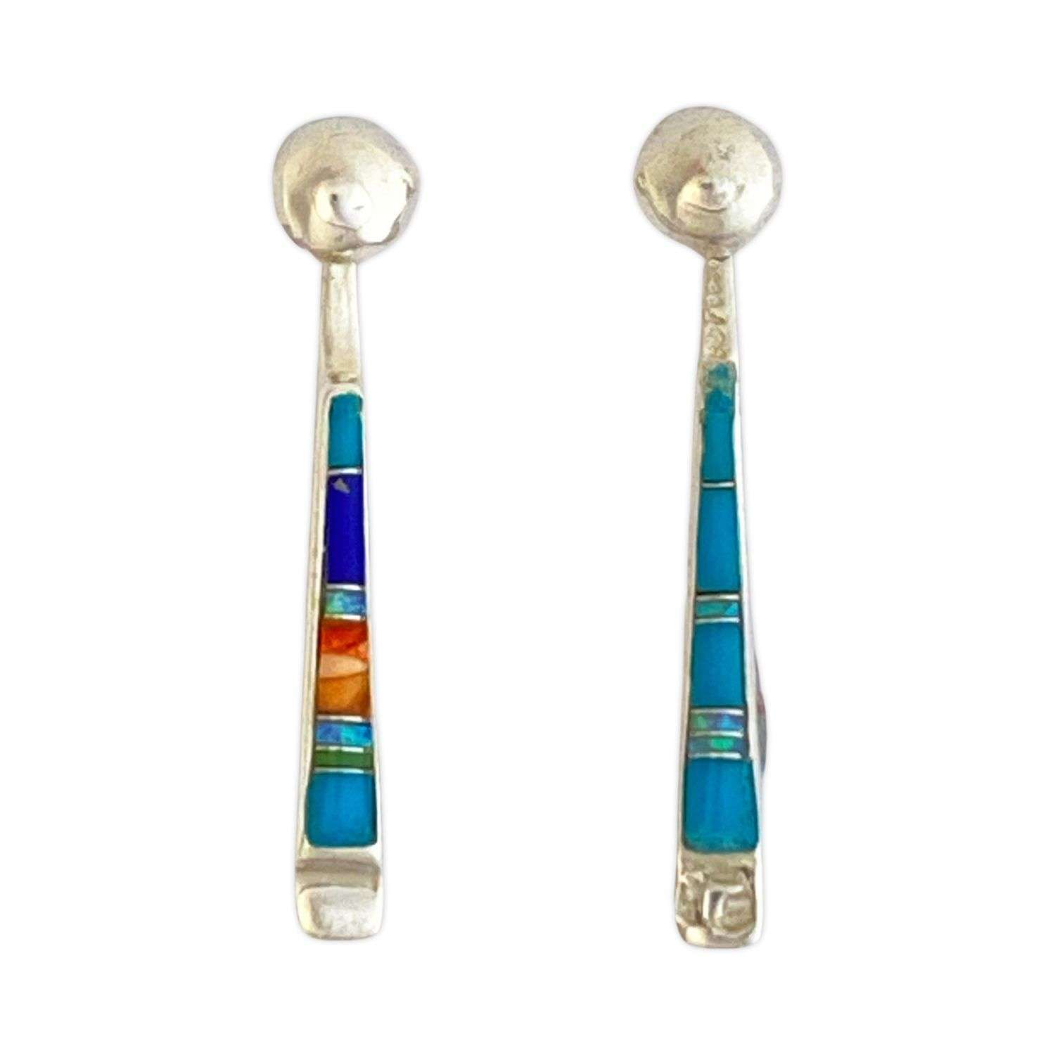 Inlay E-0905S <br> Sterling earring inlay stick 2-sided - Image 1