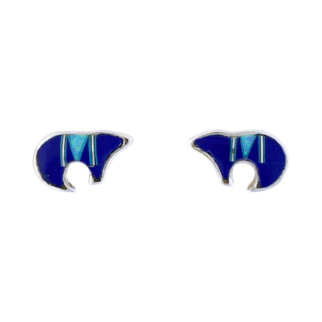 Inlay E-1129S-post<br>earring Inlay small bear post - Image 1