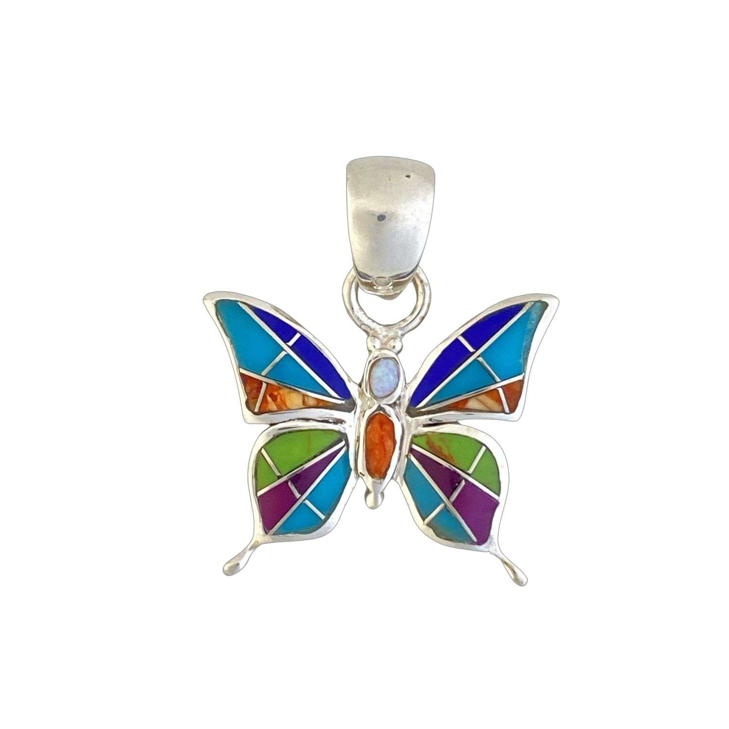 Inlay P-0889Ss <br> Sterling pendant inlay Butterfly small - Image 1