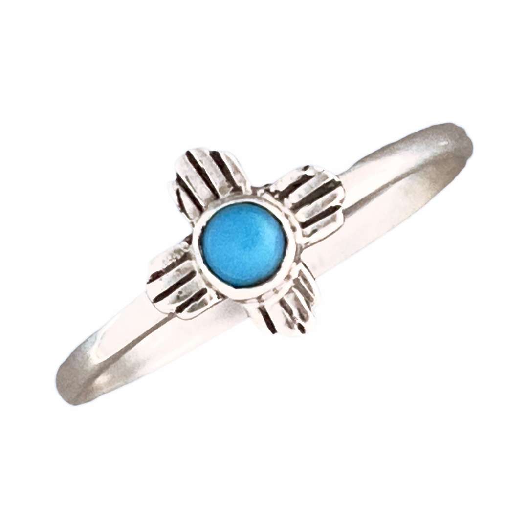 16646 <br>ring ZIA 9x9mm w/ 3mm Turquoise - Image 4