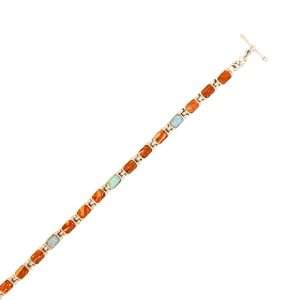 Inlay B-0207S <br> Sterling bracelet Inlay rectangular links, hinged