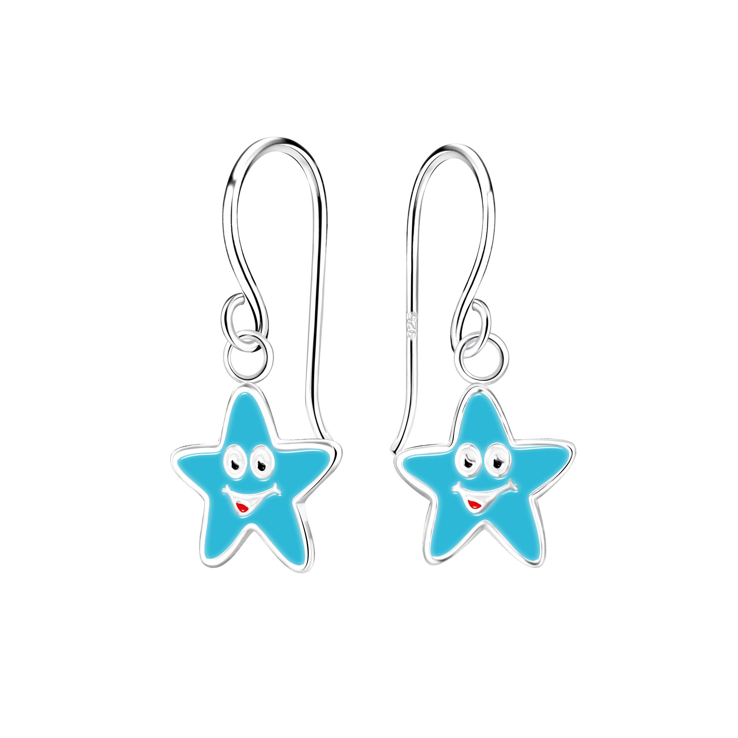 Close-Out-28001 <br> earring 9x9 enamel starfish .925 e-coat - Image 1