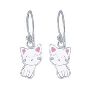28002 <br> earring 8x12 enamel cat .925 E-coat
