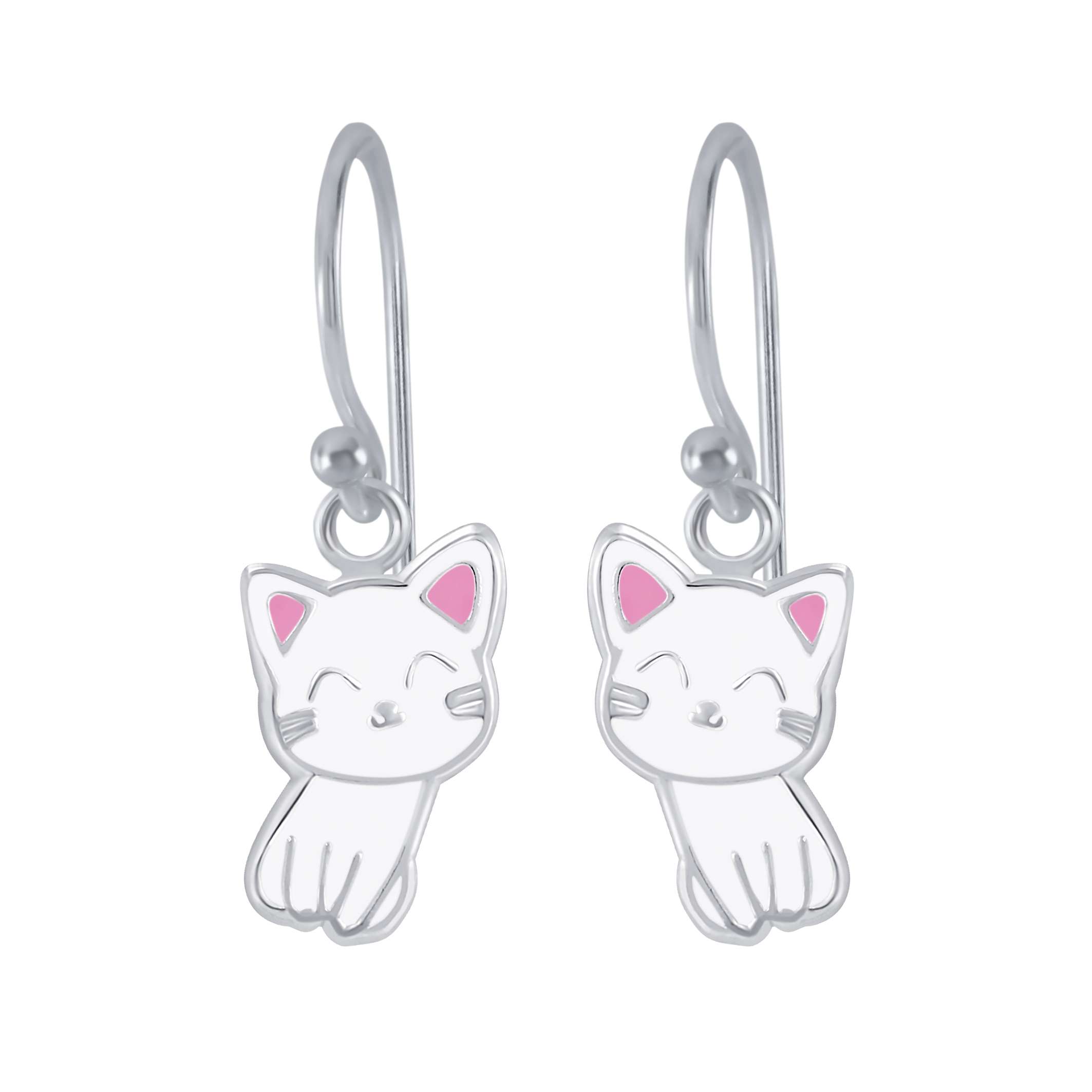 28002 <br> earring 8x12 enamel cat .925 E-coat - Image 1