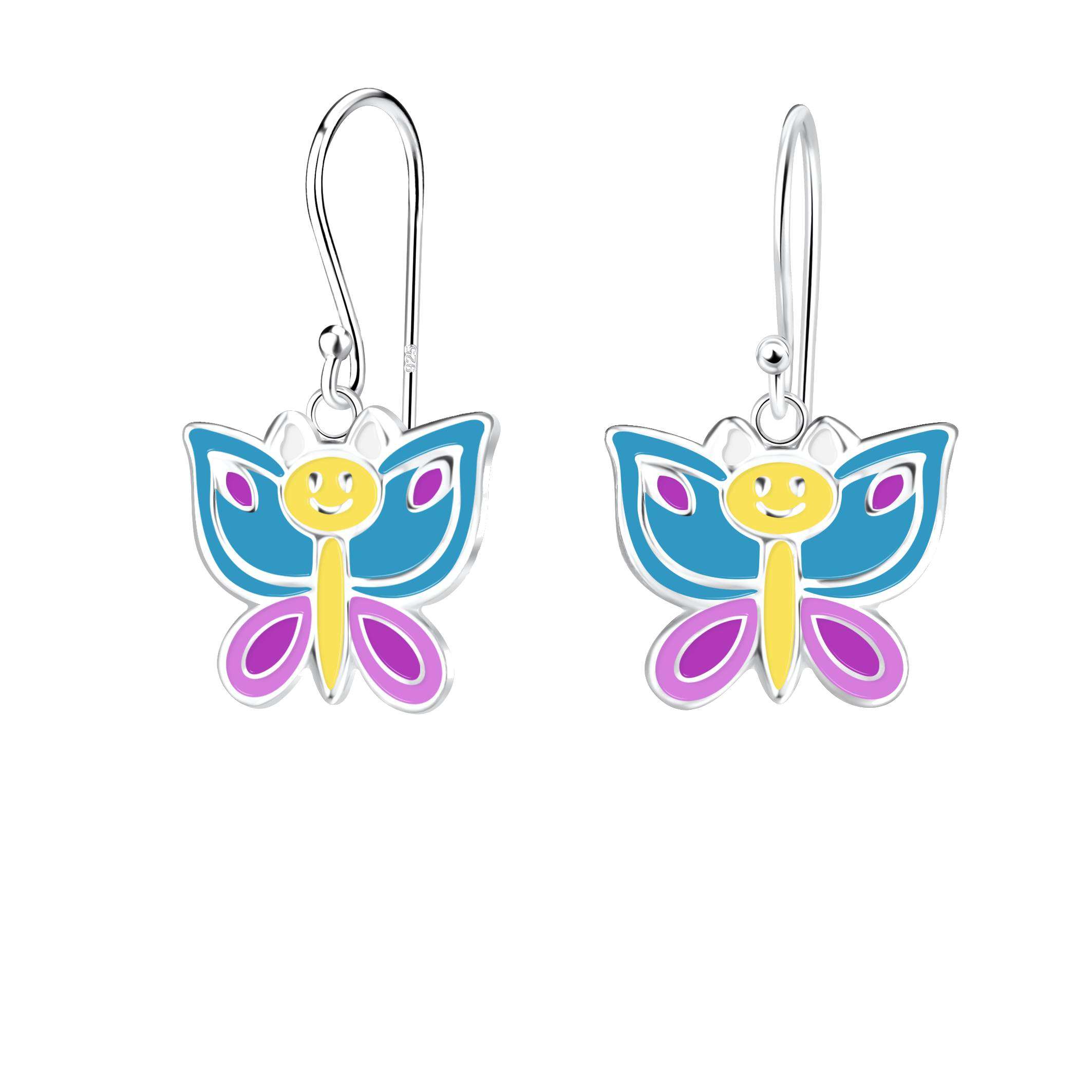 28004 <br> earring 8x7 enamel butterfly .925 E-coat - Image 1