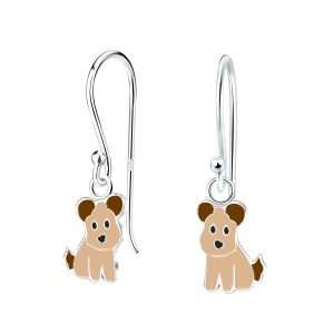 28005 <br> earring 6x9 enamel dog .925 E-coat