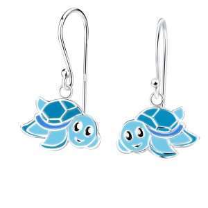 28008 <br> earring 12x8 enamel turtle .925 E-coat