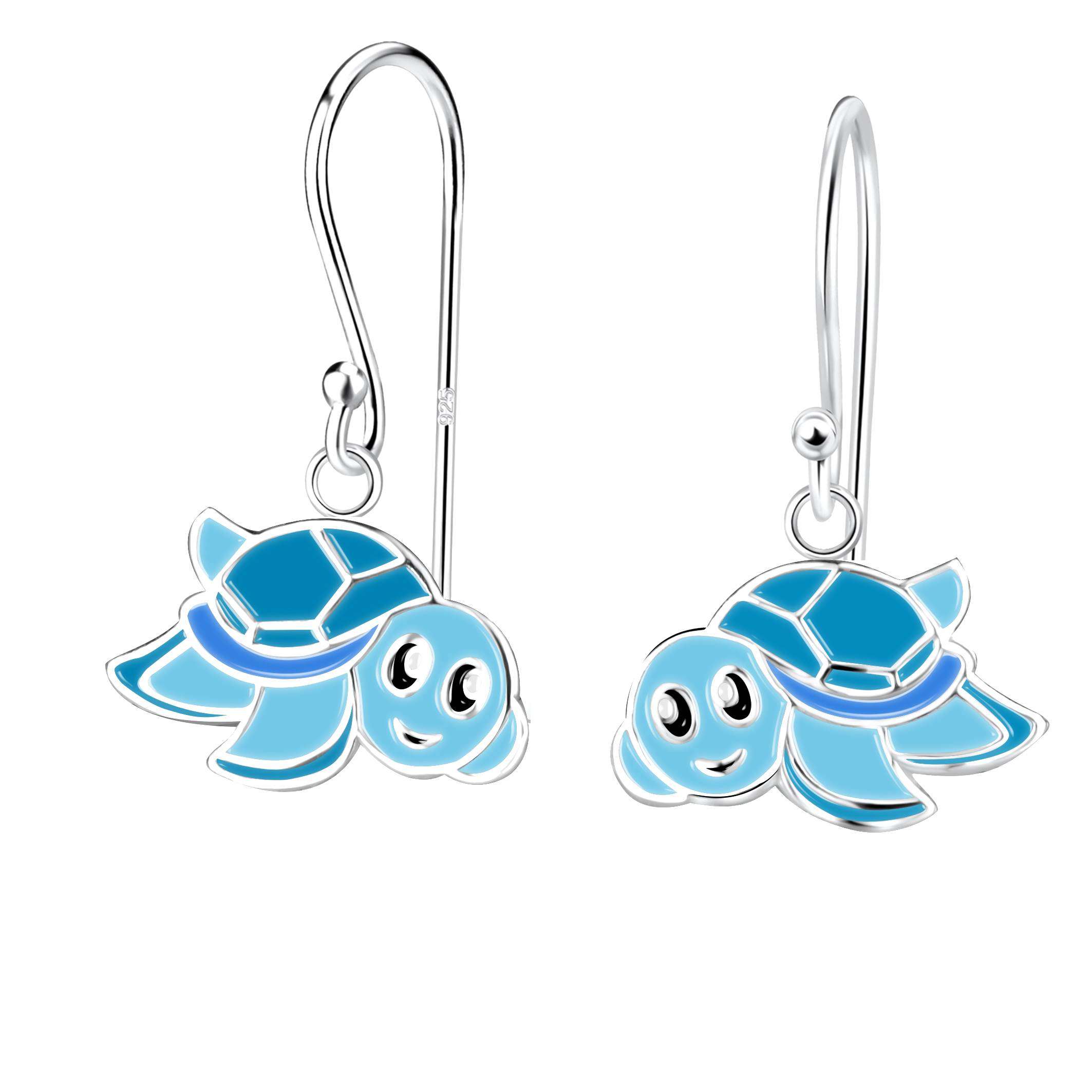 28008 <br> earring 12x8 enamel turtle .925 E-coat - Image 1