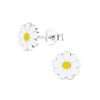 28014 <br> ear stud 7x7 enamel daisy .925 E-coat - Thumbnail Image 1
