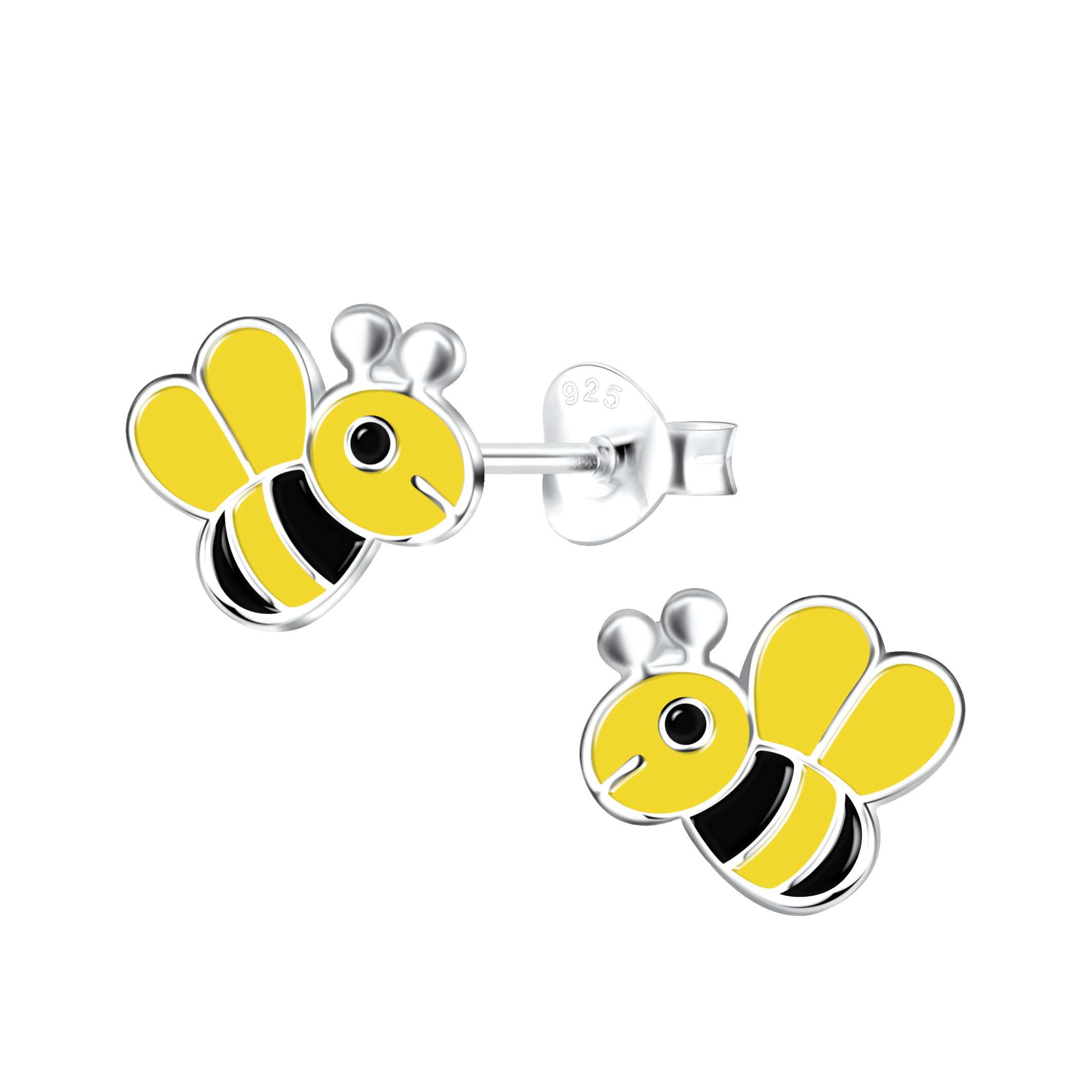 28015 <br> ear stud 8x9 enamel bee .925 E-coat - Image 1