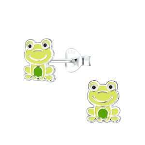 28017 <br> ear stud 6x8 enamel frog .925 S-coat
