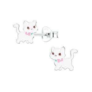 28025 <br> ear stud 8x7 enamel cat  .925 E-coat