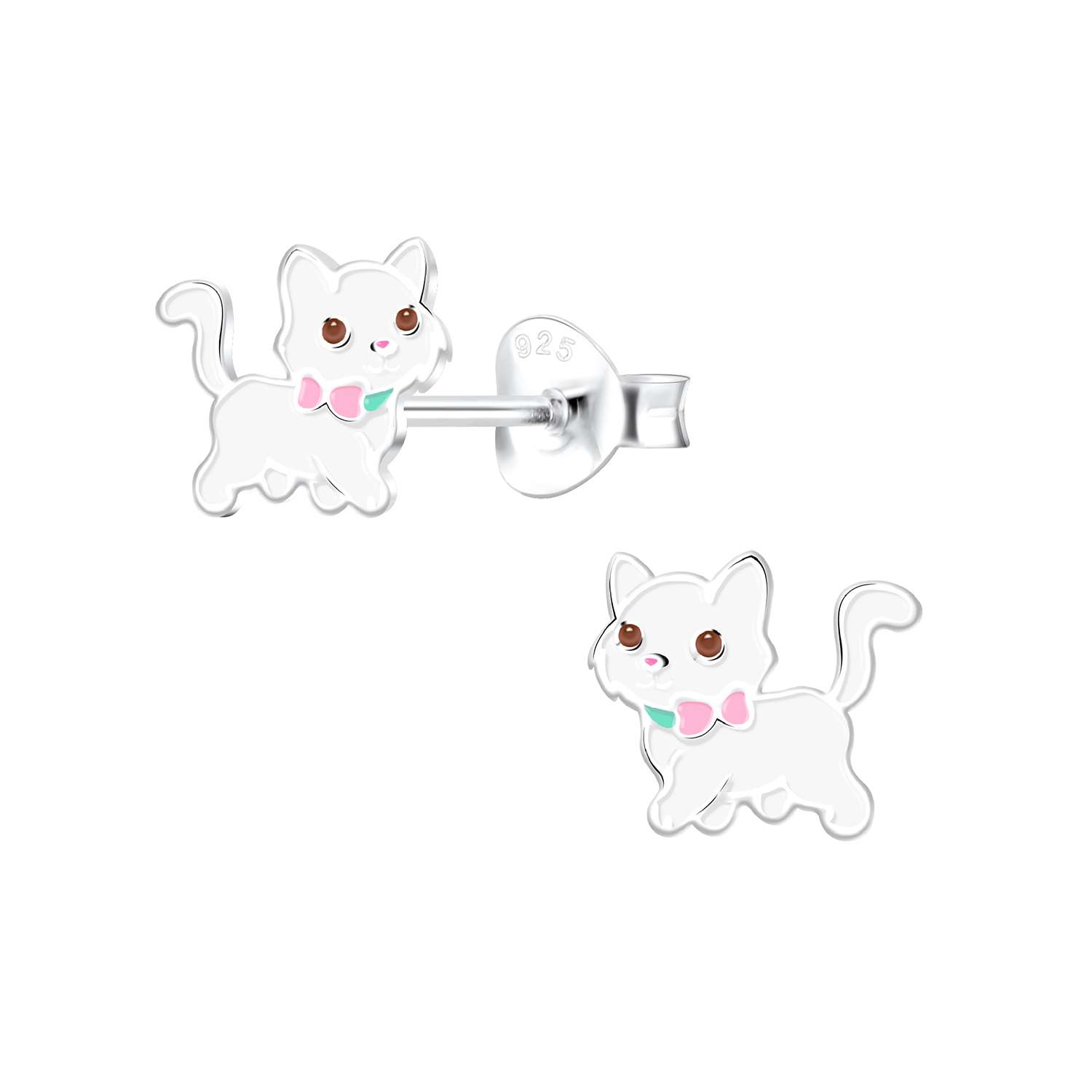 28025 <br> ear stud 8x7 enamel cat .925 E-coat - Image 1