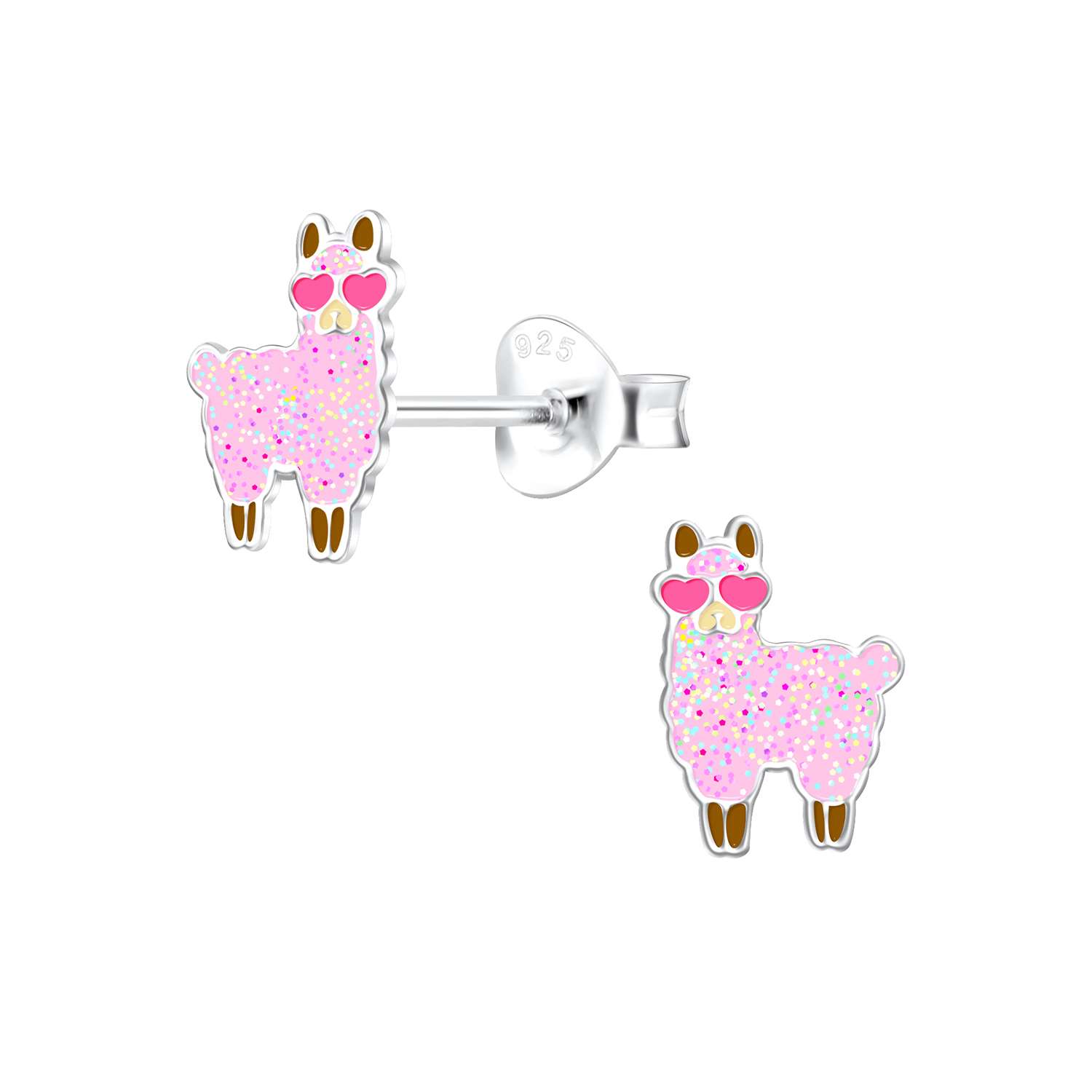 Close-Out-28028 <br> ear stud 6x9 enamel llama .925 E-coat - Image 1