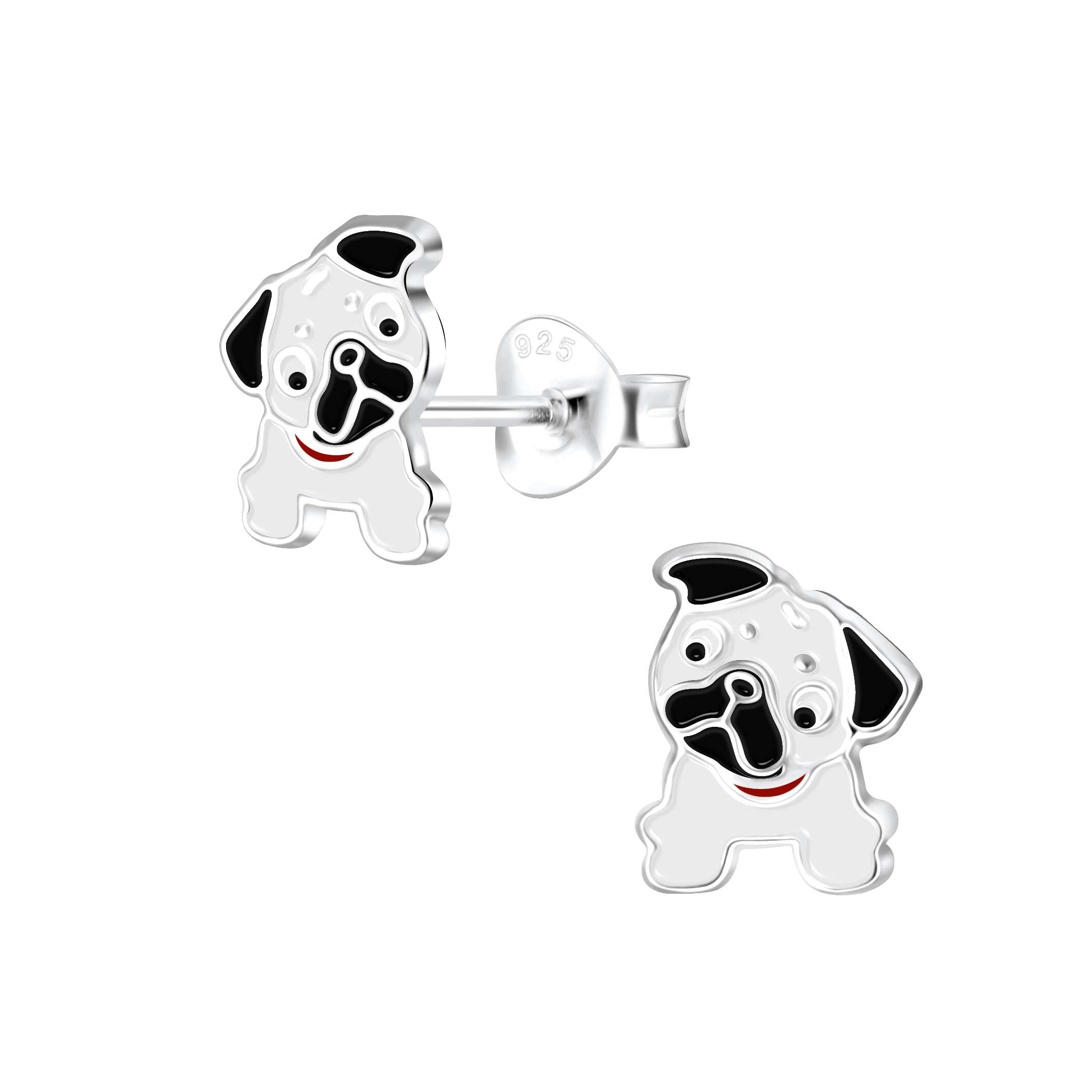Close-Out-28029 <br> ear stud 6x8 enamel bulldog  .925 E-coat - Image 1