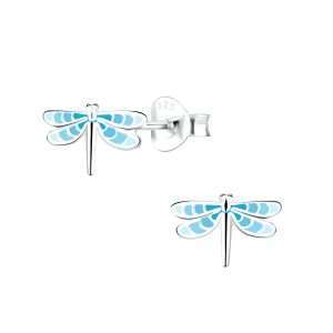 28031 <br> ear stud dragonfly  .925 E-coat