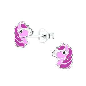 Close-Out-28034 <br> ear stud 6x9 enamel horse .925 E-coat