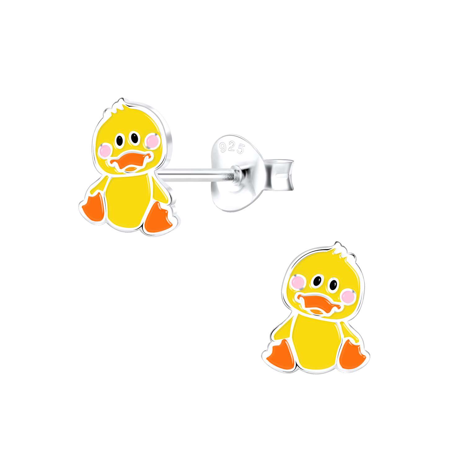 28035 <br> ear stud 6x8 enamel duck .925 E-coat - Image 1