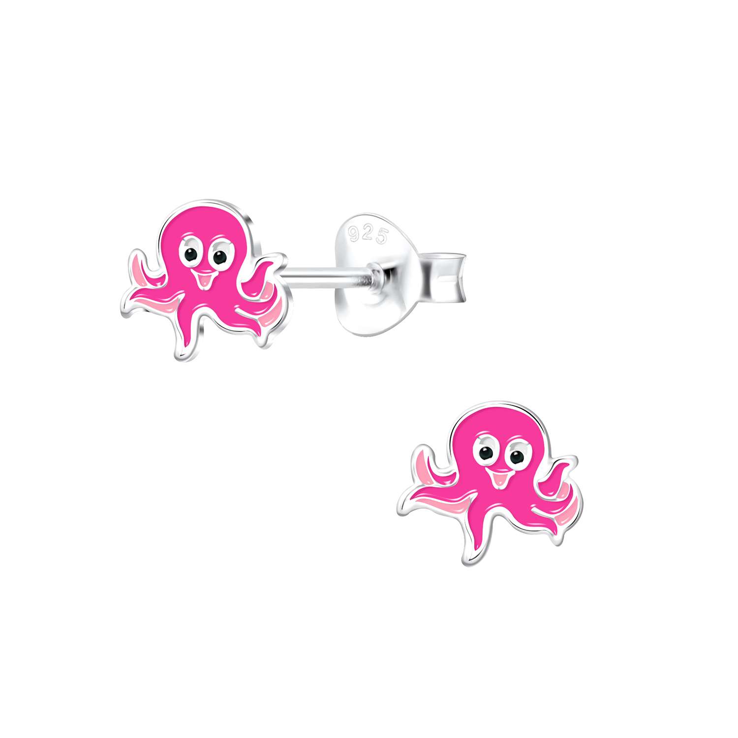 Close-Out-28036 <br> ear stud 7x7 enamel octopus .925 E-coat - Image 1