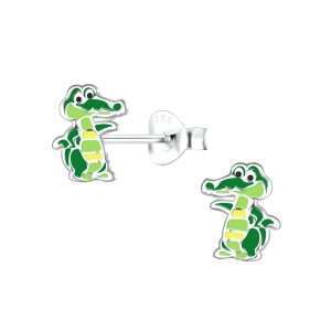 Close-Out-28041 <br> ear stud 6x8 enamel crocodile  .925 E-coat