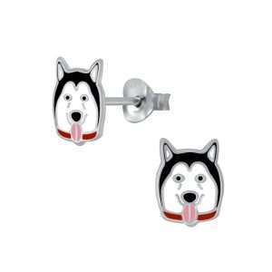 Close-Out-28042 <br> ear stud 6x8 enmel dog  .925 E-coat
